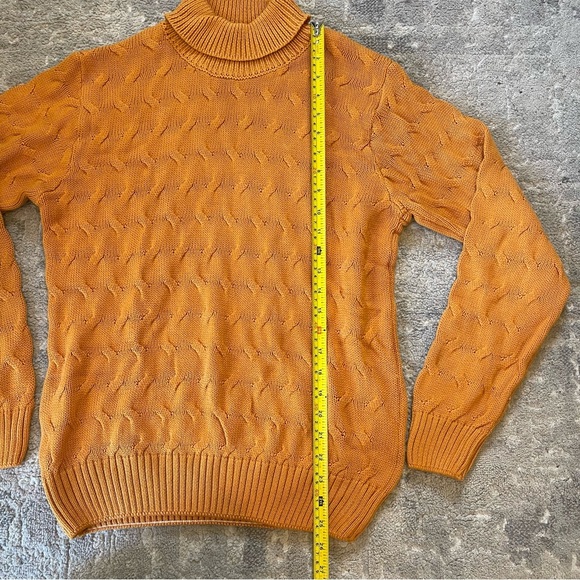Womens Orange Polo Ralph Lauren Chunky Cable Knit Turtleneck Sweater - Medium - Picture 5 of 11